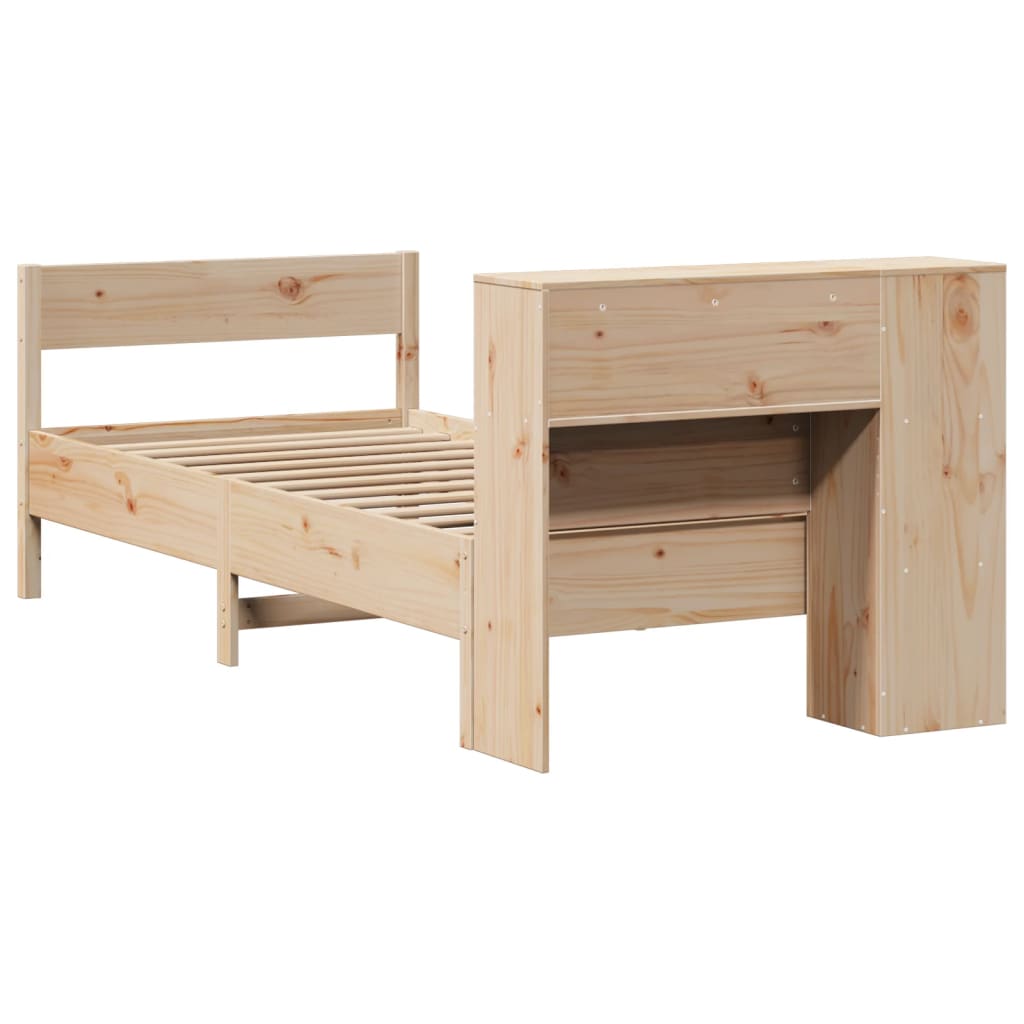 Krevet s regalom za knjige bez madraca 75x190 cm borovina