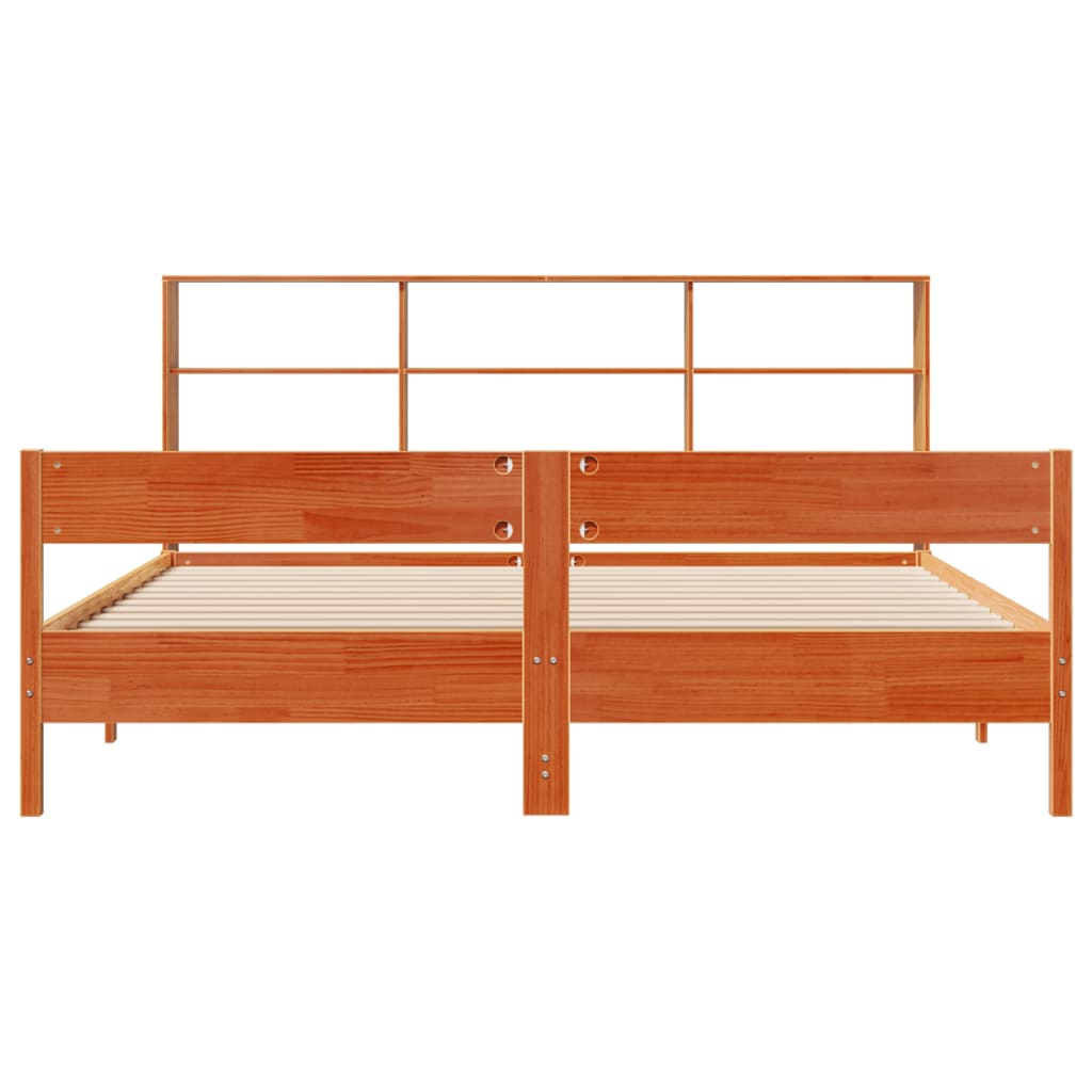 Krevet s regalom za knjige bez madraca 200x200 cm od borovine