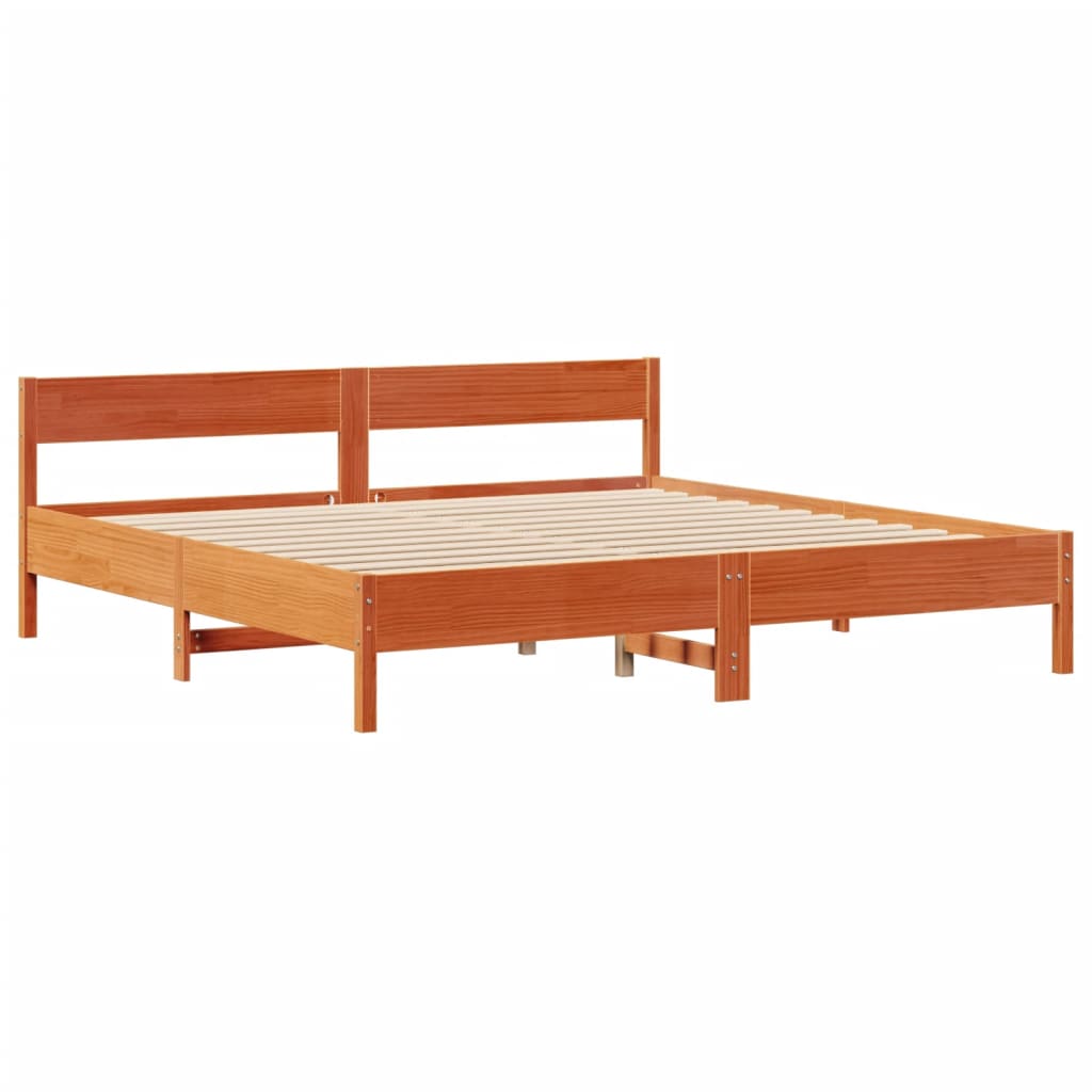 Krevet s regalom za knjige bez madraca 200x200 cm od borovine