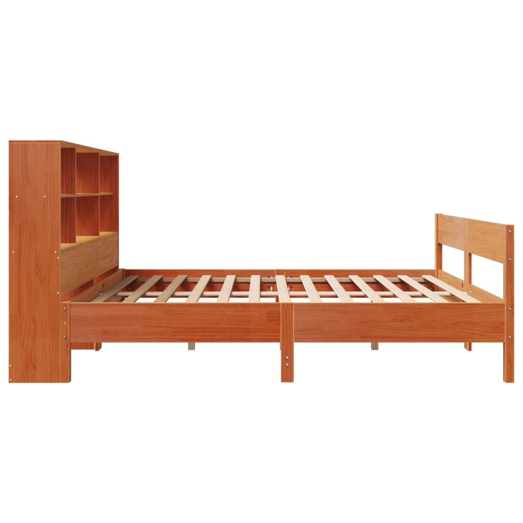 Krevet s regalom za knjige bez madraca 150x200 cm od borovine