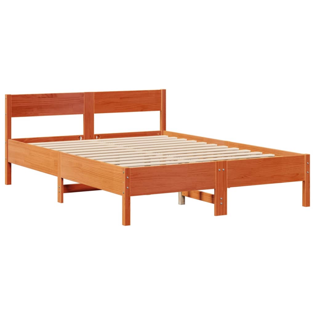 Krevet s regalom za knjige bez madraca 120 x 200 cm od borovine