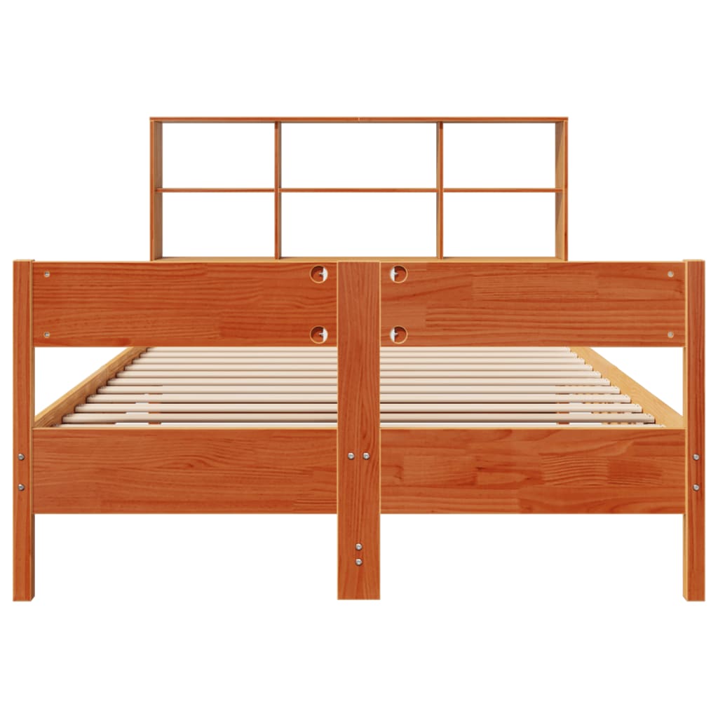 Krevet s regalom za knjige bez madraca 140 x 190 cm od borovine