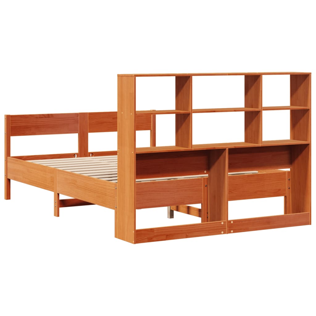 Krevet s regalom za knjige bez madraca 120 x 190 cm od borovine