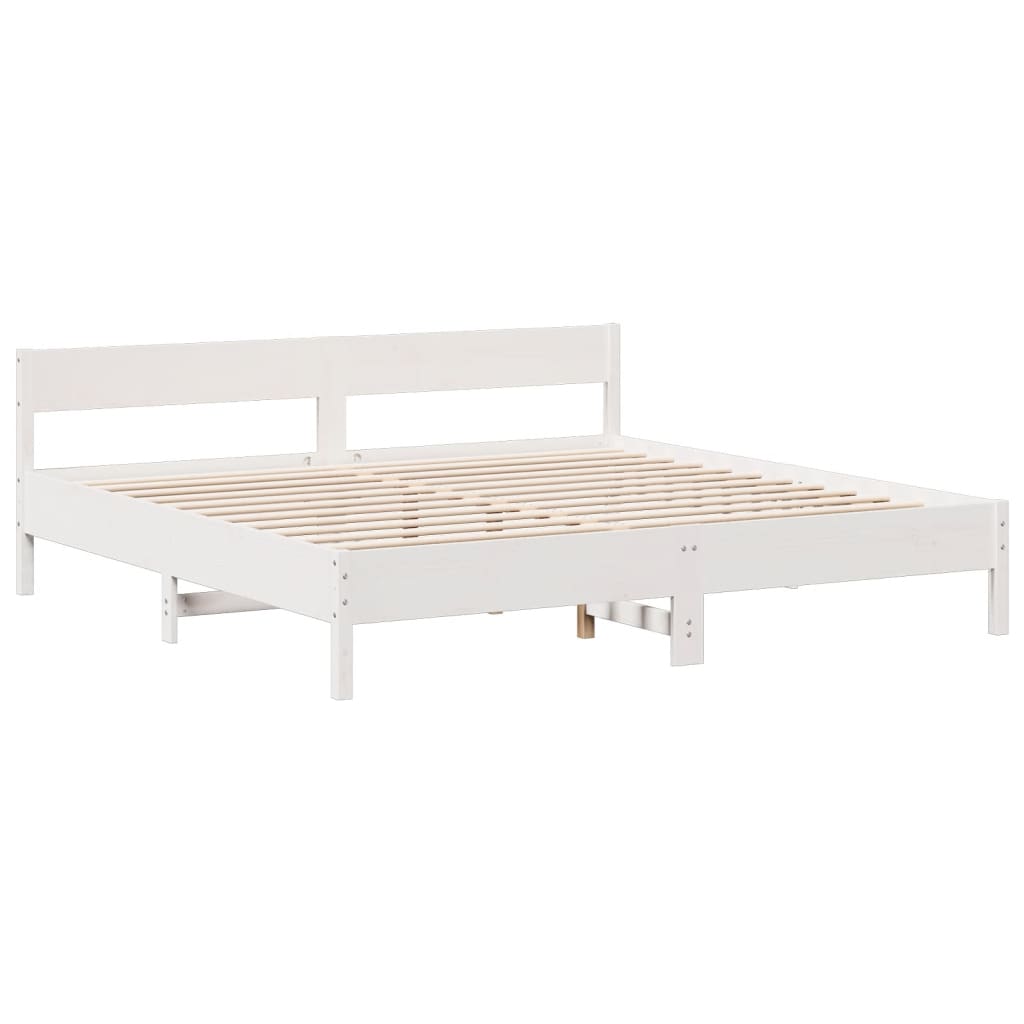 Krevet s regalom z knjige bez madraca bijeli 180x200cm borovina