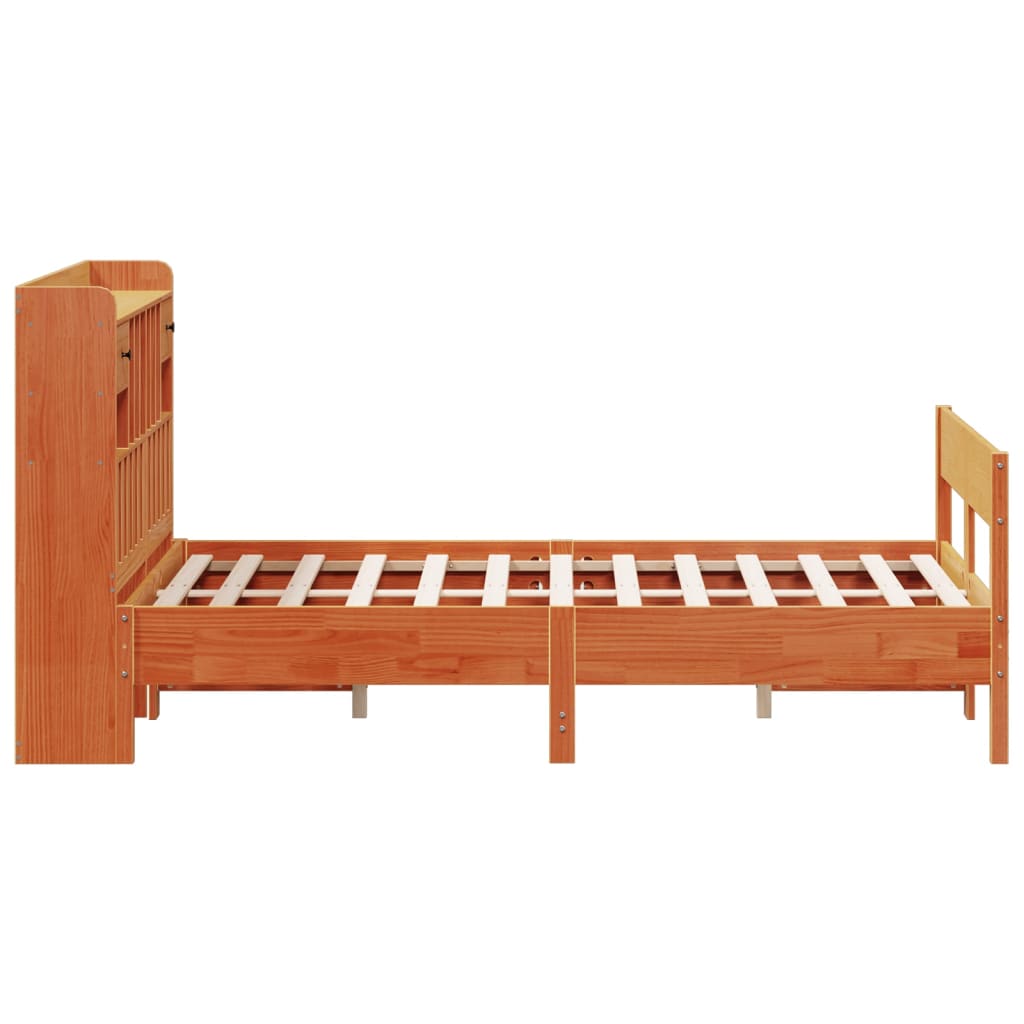 Krevet s regalom za knjige bez madraca 160x200 cm od borovine