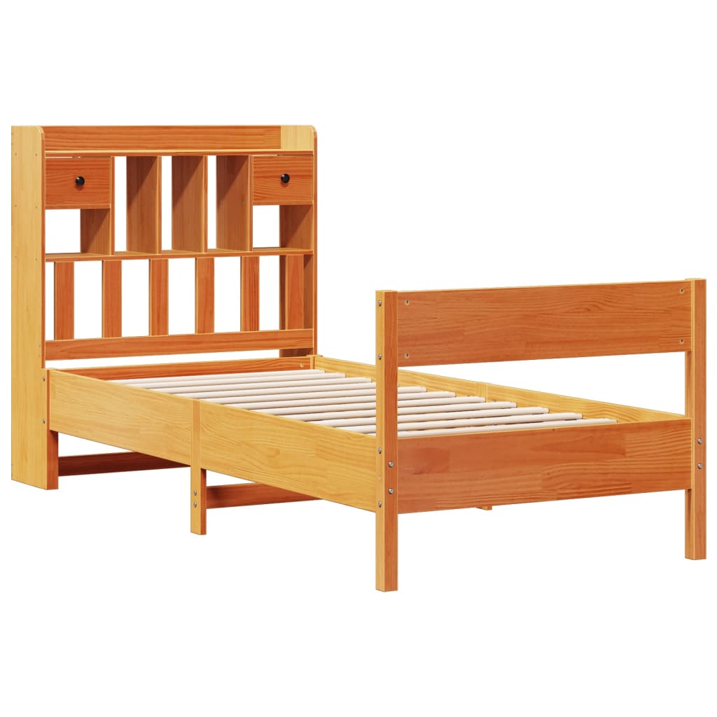Krevet s regalom za knjige bez madraca 100 x 200 cm od borovine