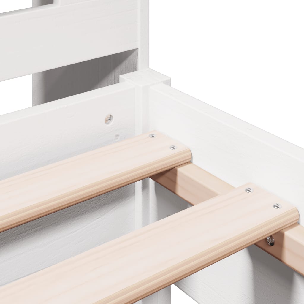 Krevet s regalom za knjige bez madraca bijeli 90x200cm borovina