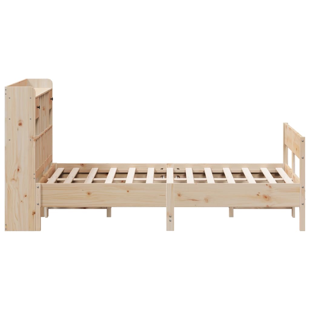 Krevet s regalom za knjige bez madraca 140x190 cm od borovine