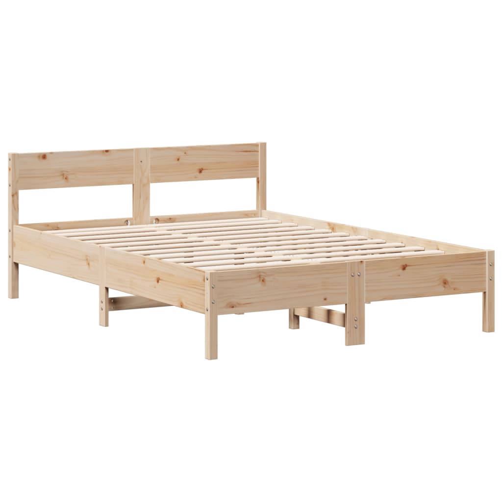 Krevet s regalom za knjige bez madraca 135x190 cm od borovine