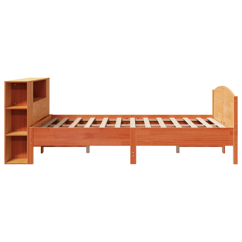 Krevet s regalom za knjige bez madraca 135 x 190 cm od borovine
