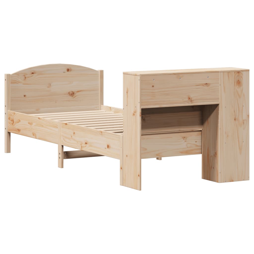 Krevet s regalom za knjige bez madraca 75x190 cm borovina