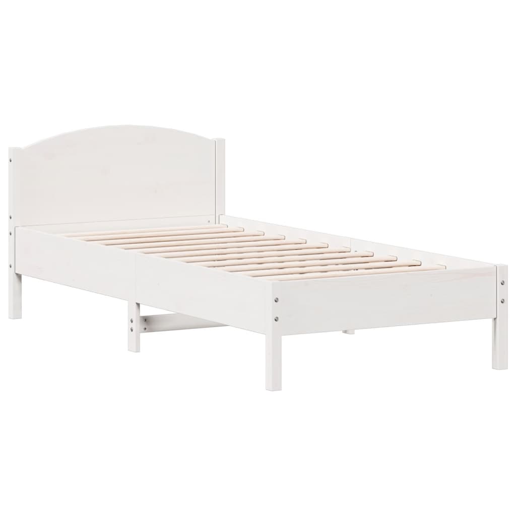 Krevet s regalom za knjige bez madraca bijeli 75x190cm borovina
