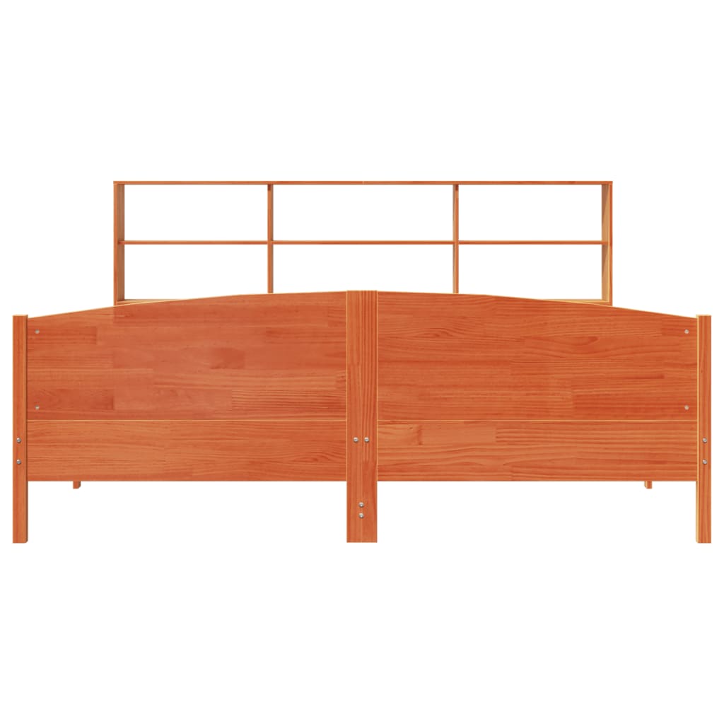 Krevet s regalom za knjige bez madraca 200x200 cm od borovine