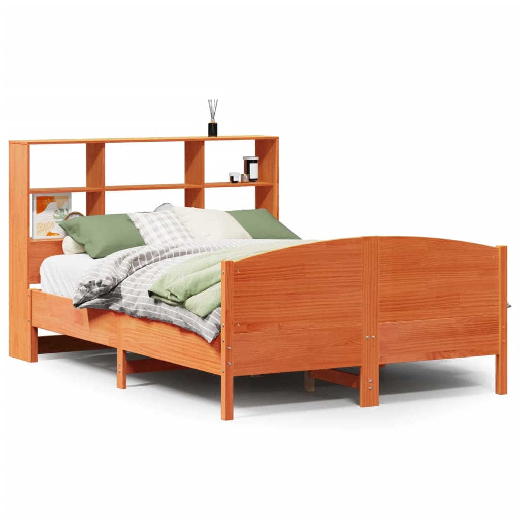 Krevet s regalom za knjige bez madraca 150x200 cm od borovine