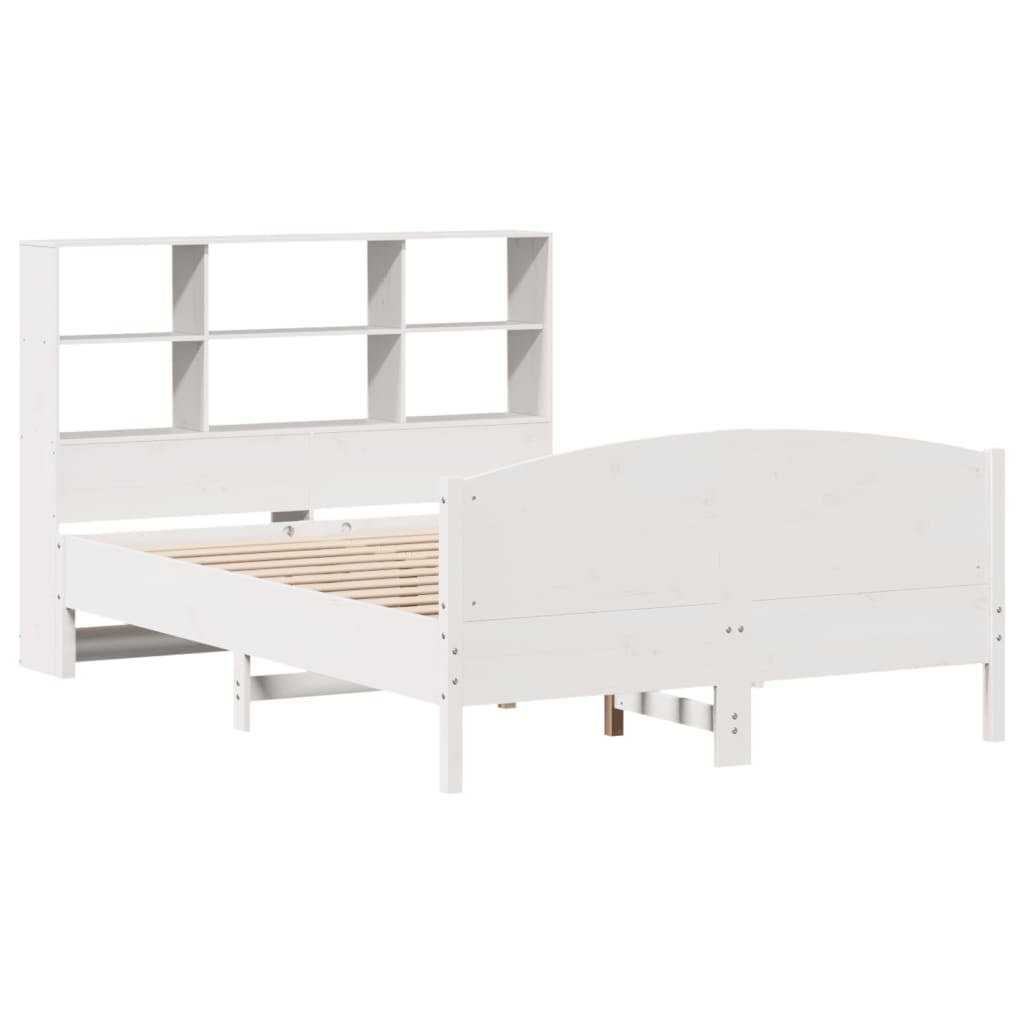 Krevet s regalom z knjige bez madraca bijeli 140x190cm borovina
