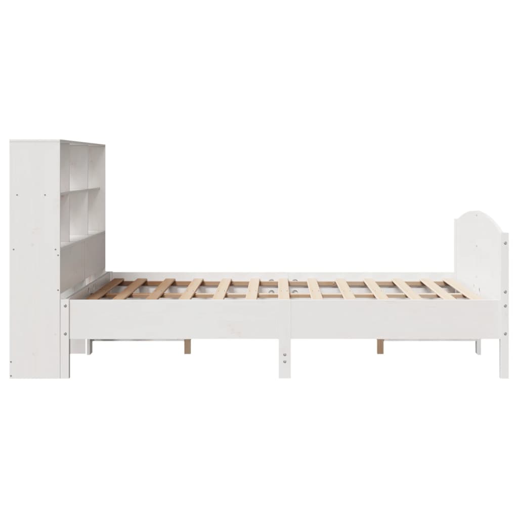 Krevet s regalom z knjige bez madraca bijeli 140x190cm borovina