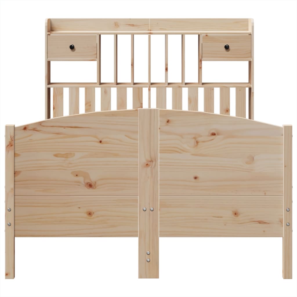 Krevet s regalom za knjige bez madraca 135x190 cm od borovine