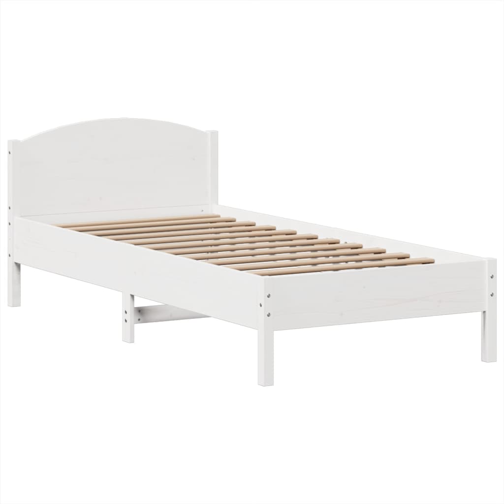 Krevet s regalom za knjige bez madraca bijeli 75x190cm borovina