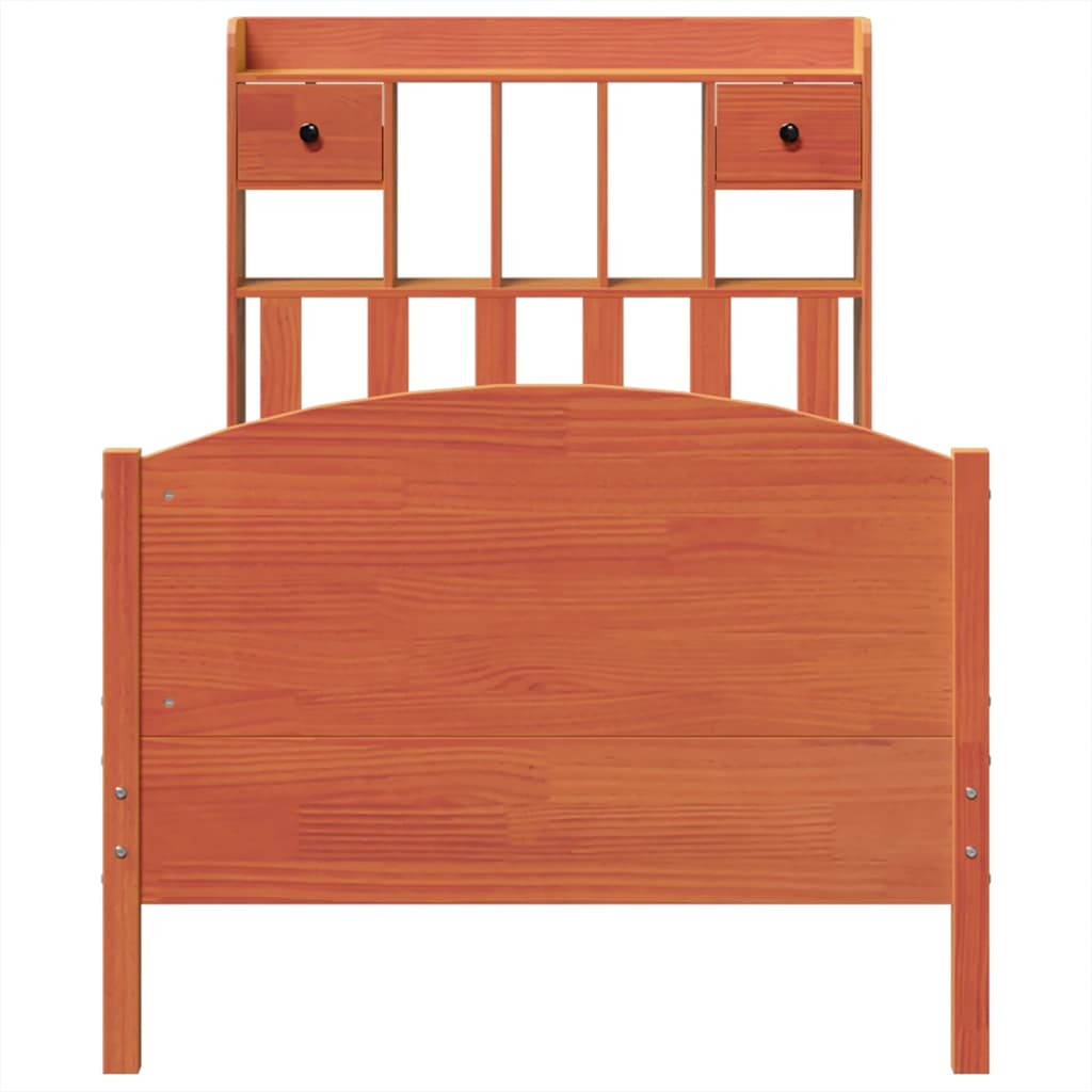 Krevet s regalom za knjige bez madraca 75 x 190 cm od borovine