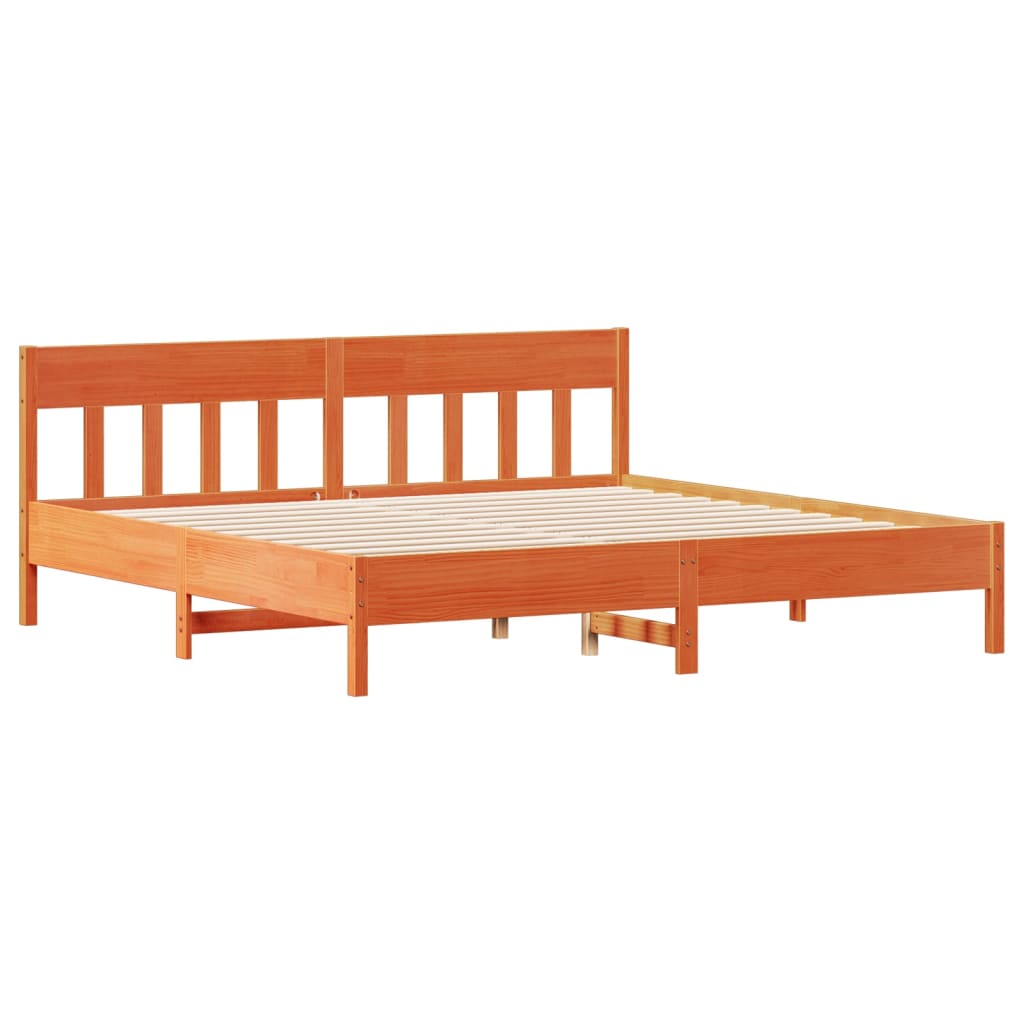 Krevet s regalom za knjige bez madraca 200x200 cm od borovine
