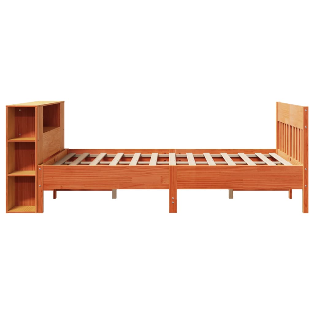 Krevet s regalom za knjige bez madraca 150x200 cm od borovine