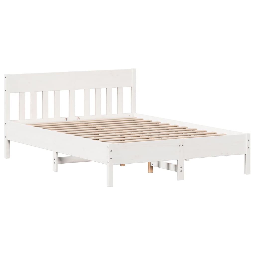 Krevet s regalom z knjige bez madraca bijeli 140x190cm borovina