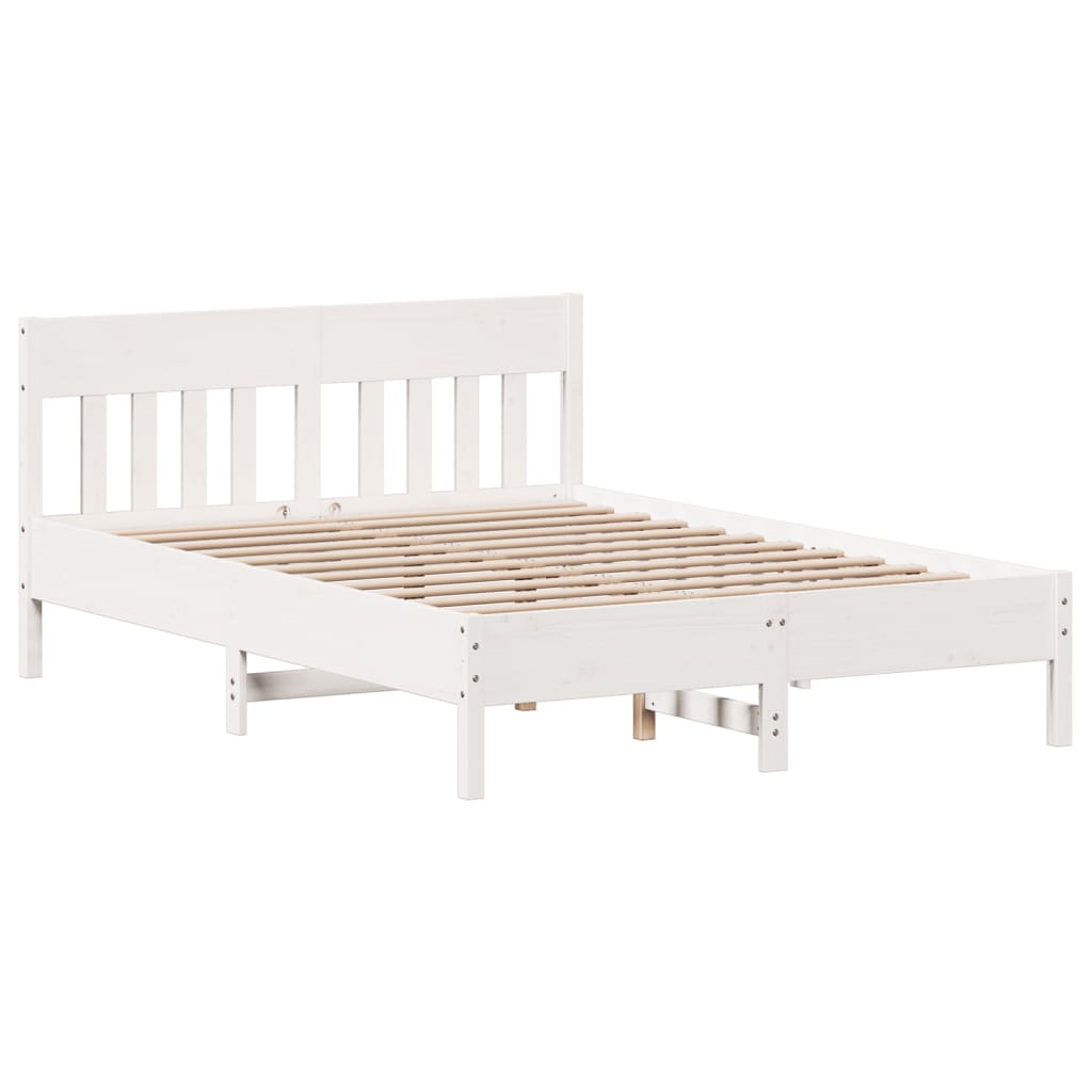 Krevet s regalom z knjige bez madraca bijeli 135x190cm borovina