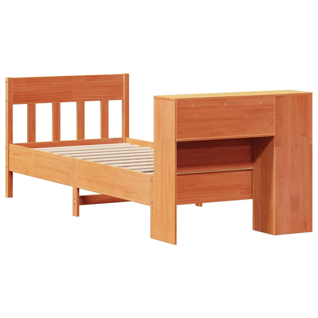 Krevet s regalom za knjige bez madraca 100 x 200 cm od borovine