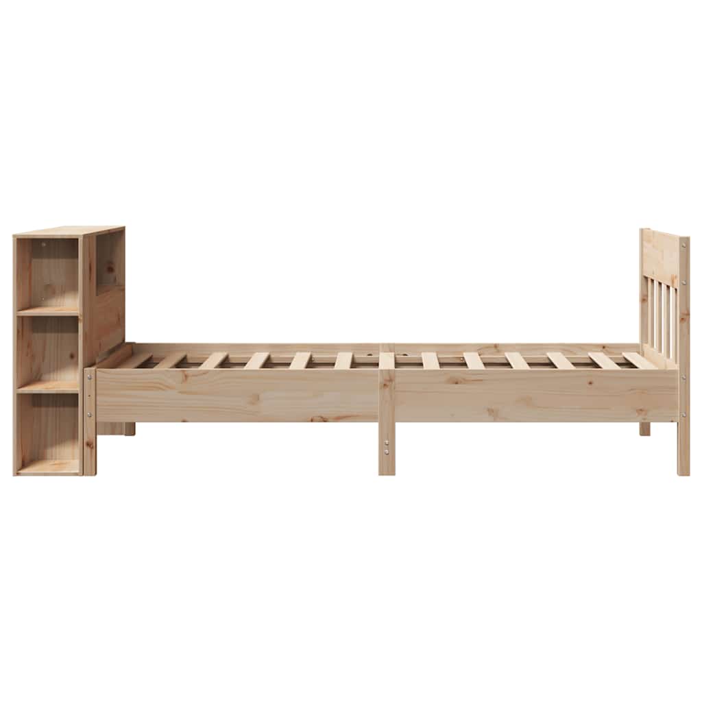 Krevet s regalom za knjige bez madraca 75x190 cm borovina