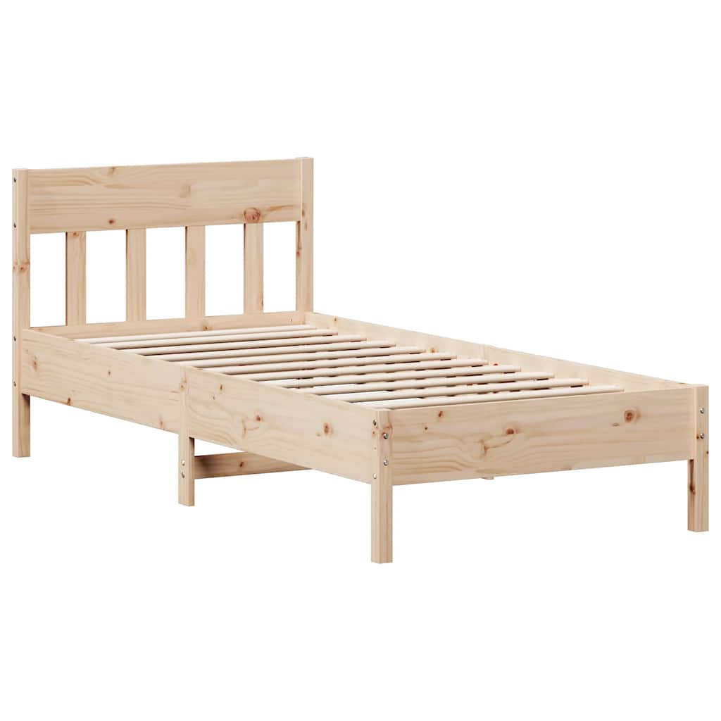 Krevet s regalom za knjige bez madraca 75x190 cm borovina