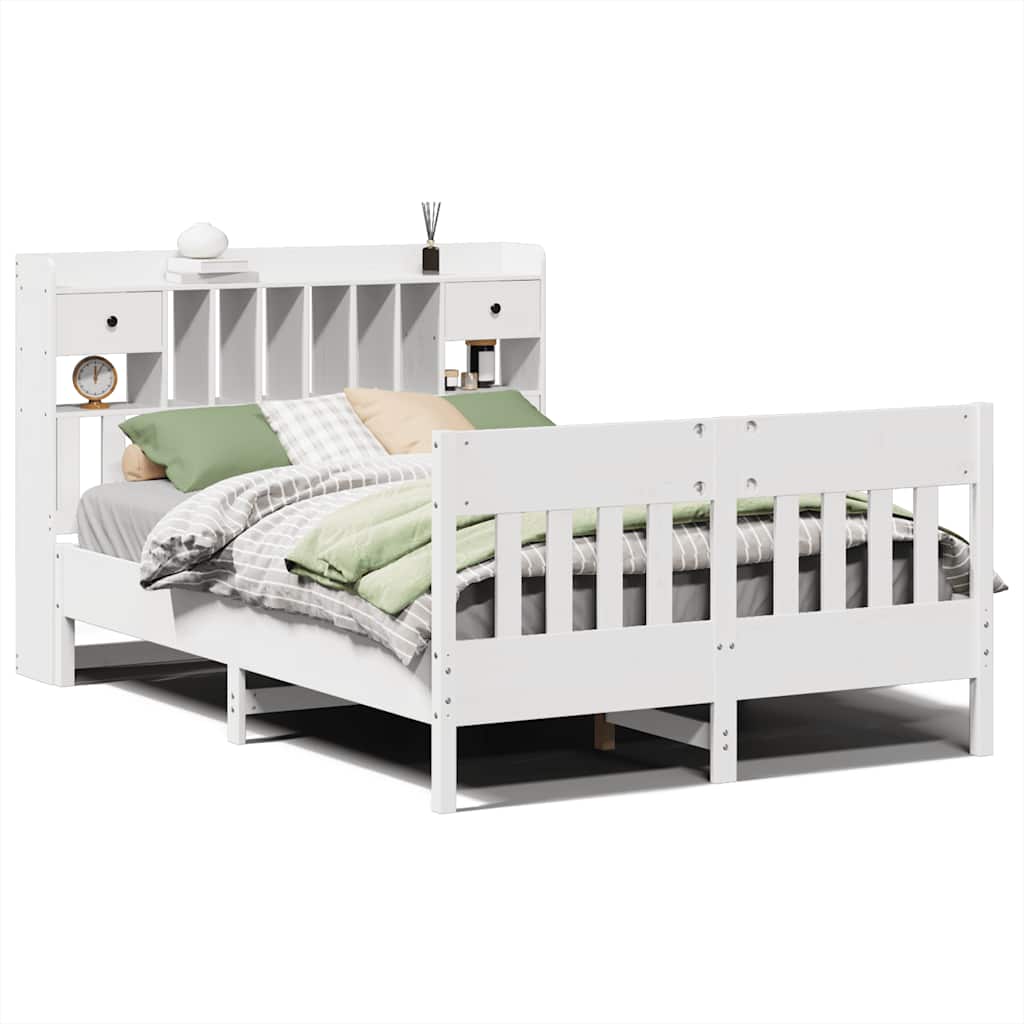 Okvir kreveta bez madraca bijeli 140x200 cm od masivne borovine