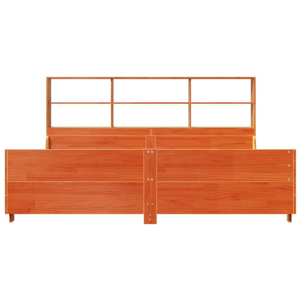 Krevet s regalom za knjige bez madraca 180x200 cm masivno drvo