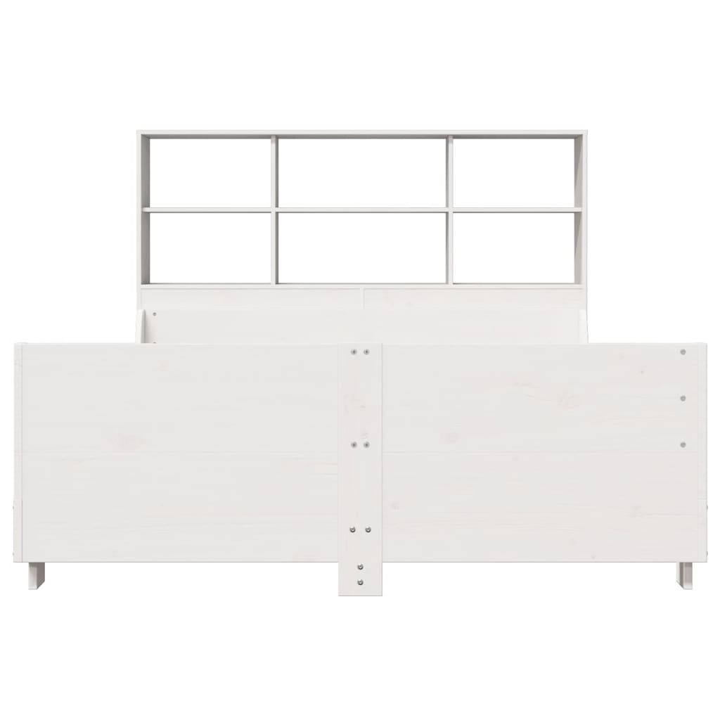 Krevet s regalom za knjige bez madraca bijeli 160x200cm od drva