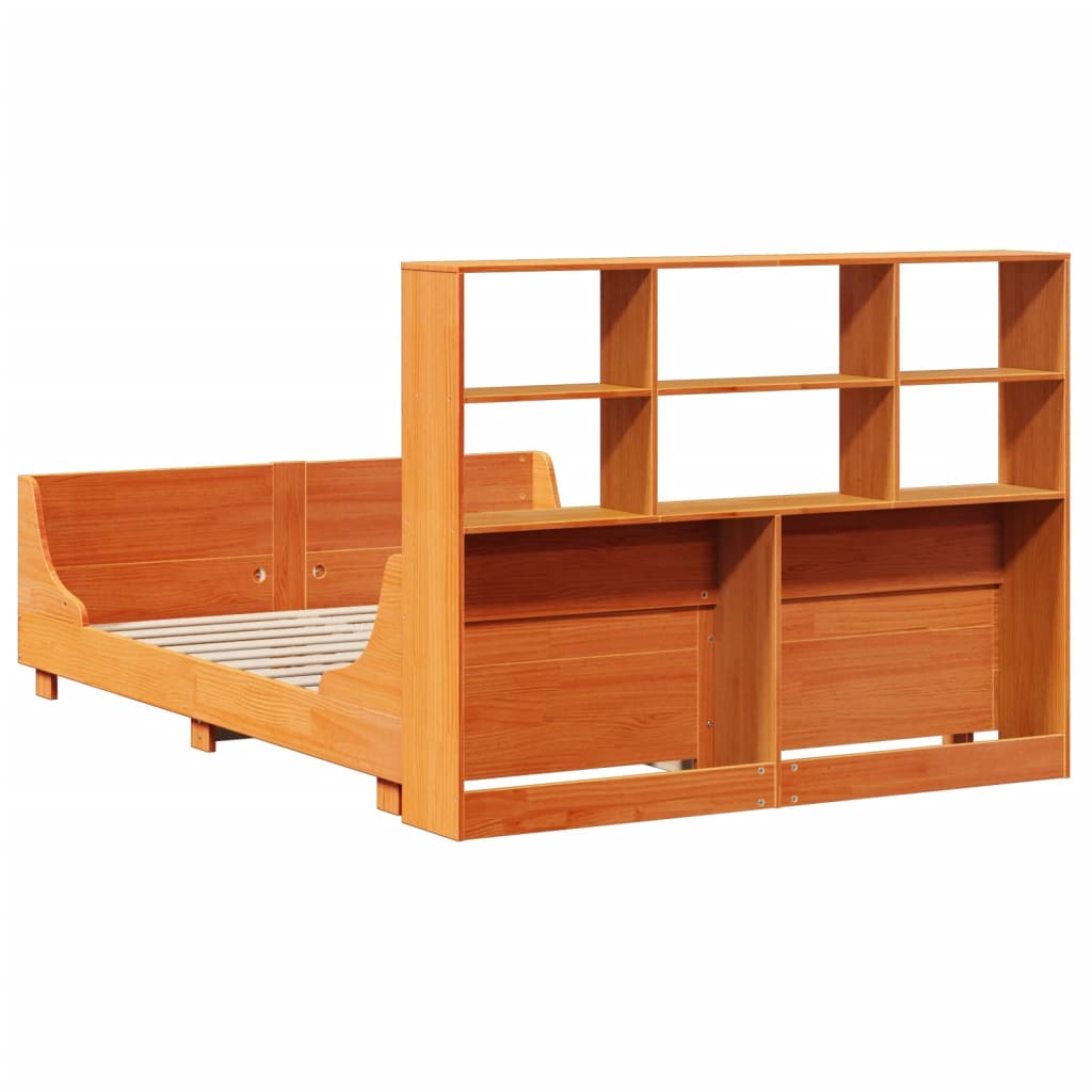 Krevet s regalom za knjige bez madraca 150x200 cm masivno drvo