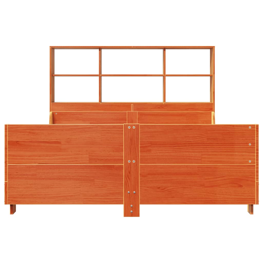 Krevet s regalom za knjige bez madraca 135x190 cm masivno drvo