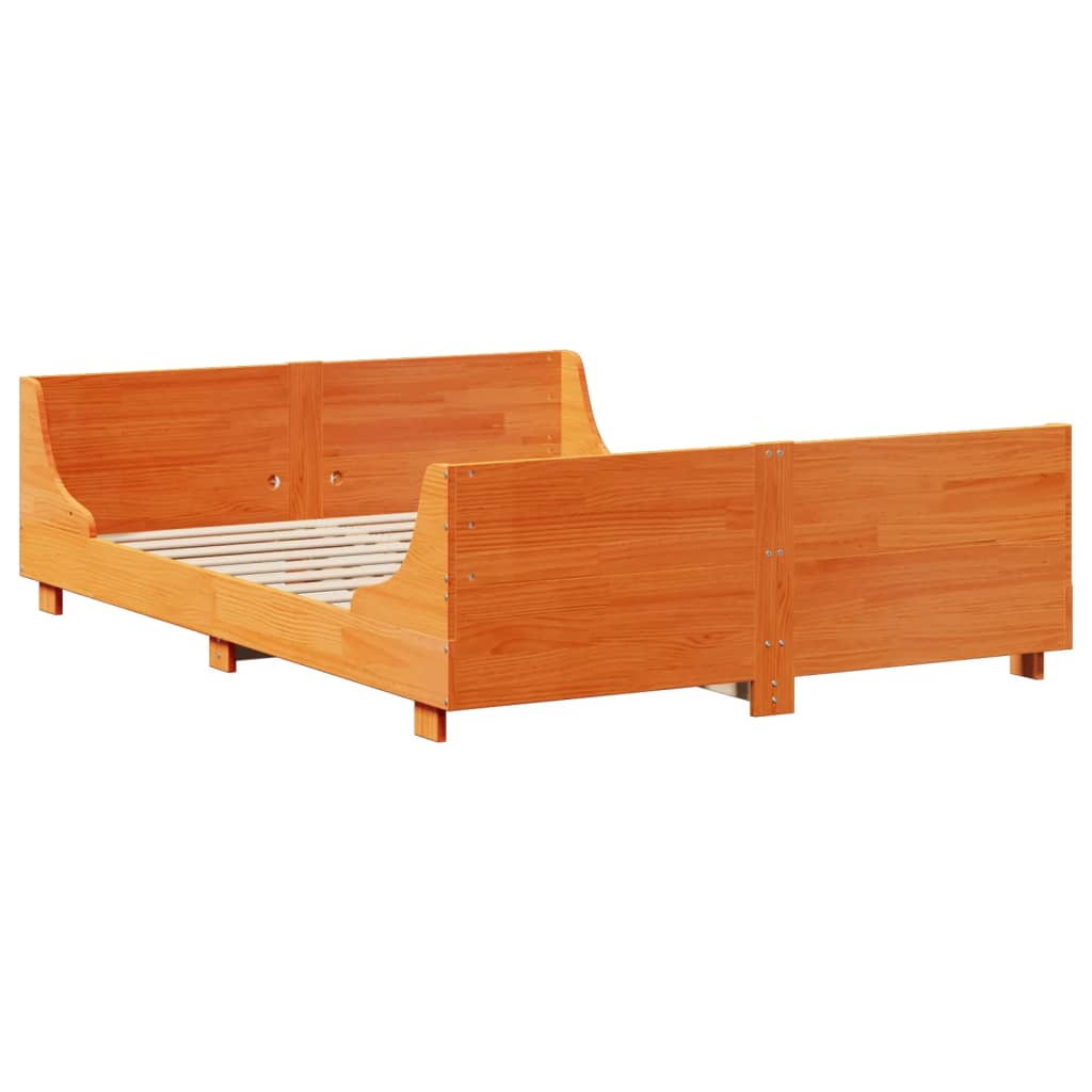 Krevet s regalom za knjige bez madraca 135x190 cm masivno drvo