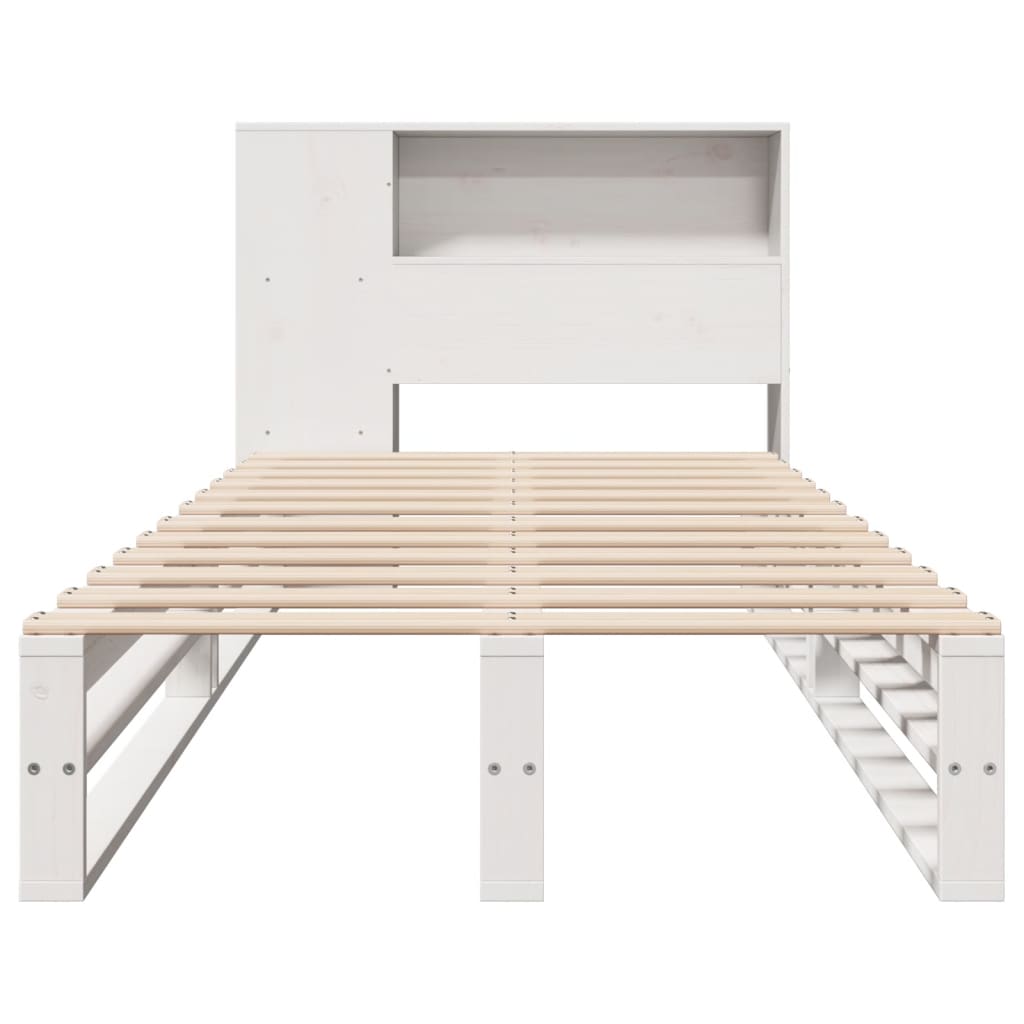 Krevet s regalom za knjige bez madraca bijeli 75x190 cm od drva