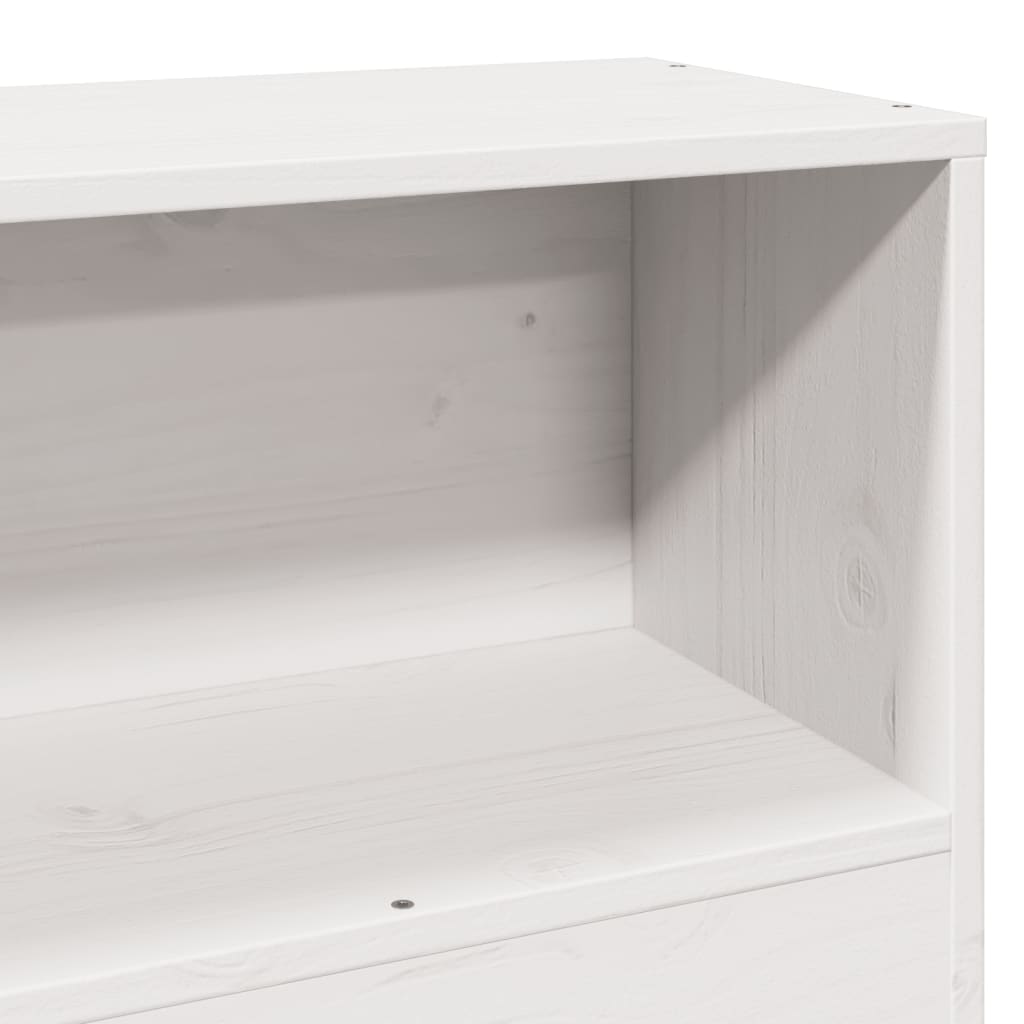 Krevet s regalom za knjige bez madraca bijeli 75x190 cm od drva