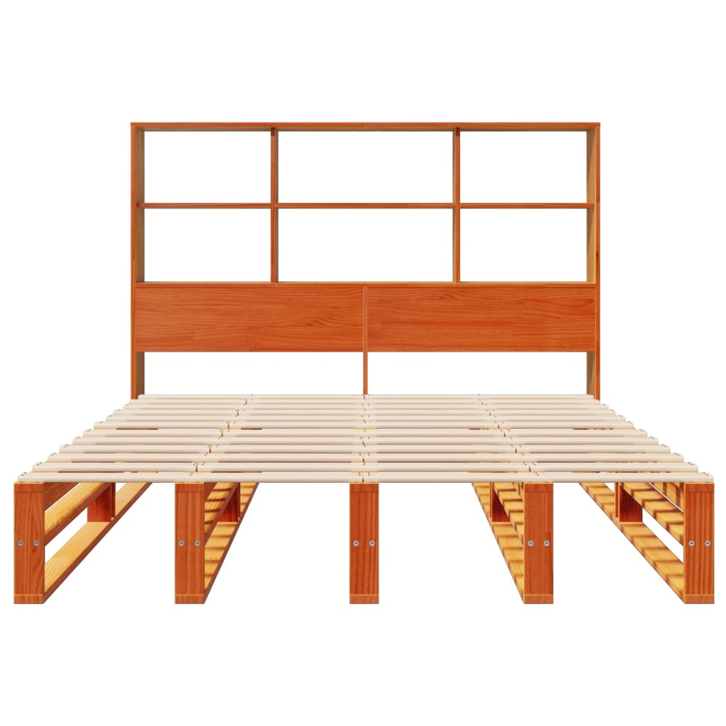Krevet s regalom za knjige bez madraca 120x200 cm masivno drvo