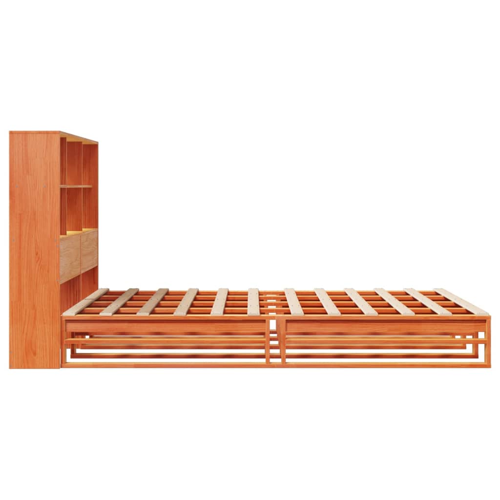 Krevet s regalom za knjige bez madraca 120x200 cm masivno drvo