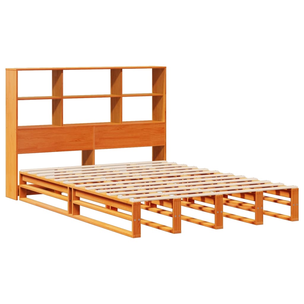 Krevet s regalom za knjige bez madraca 150x200 cm masivno drvo