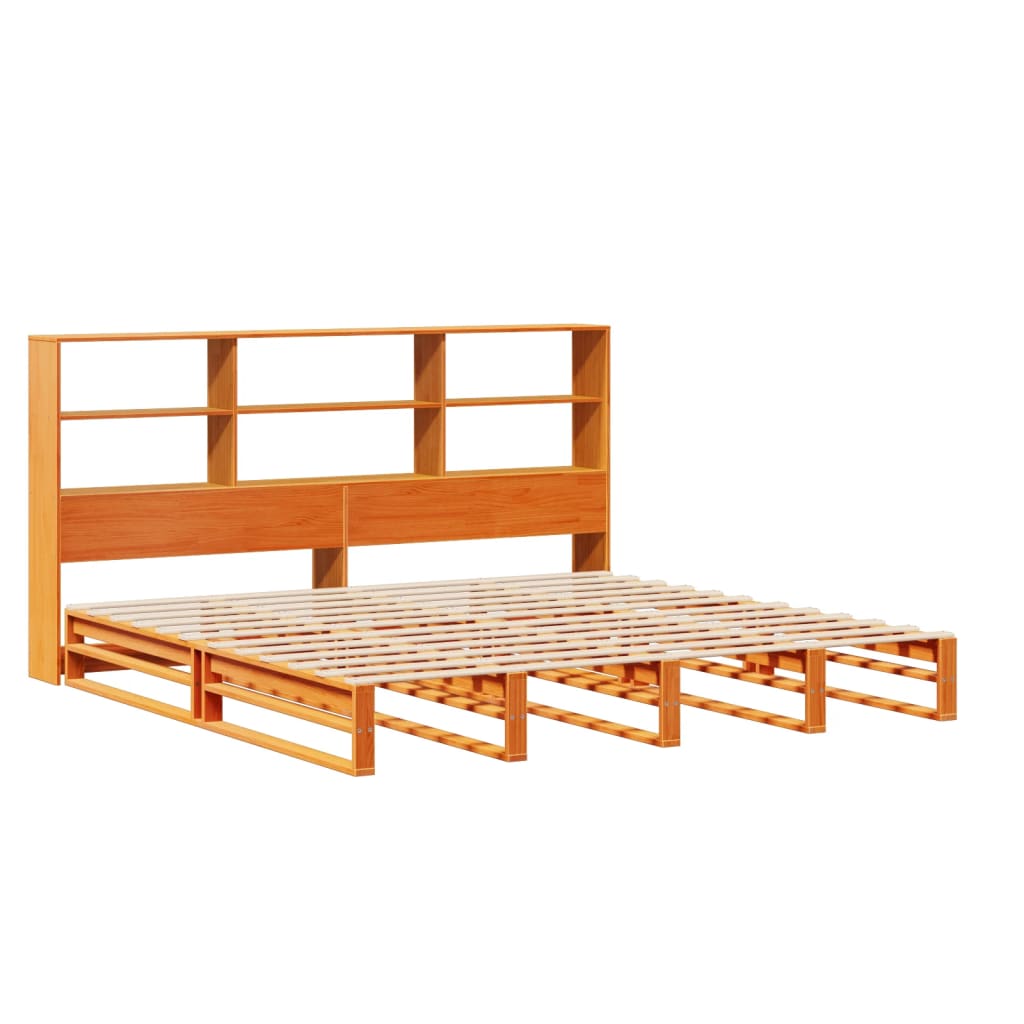 Krevet s regalom za knjige bez madraca 180x200 cm masivno drvo