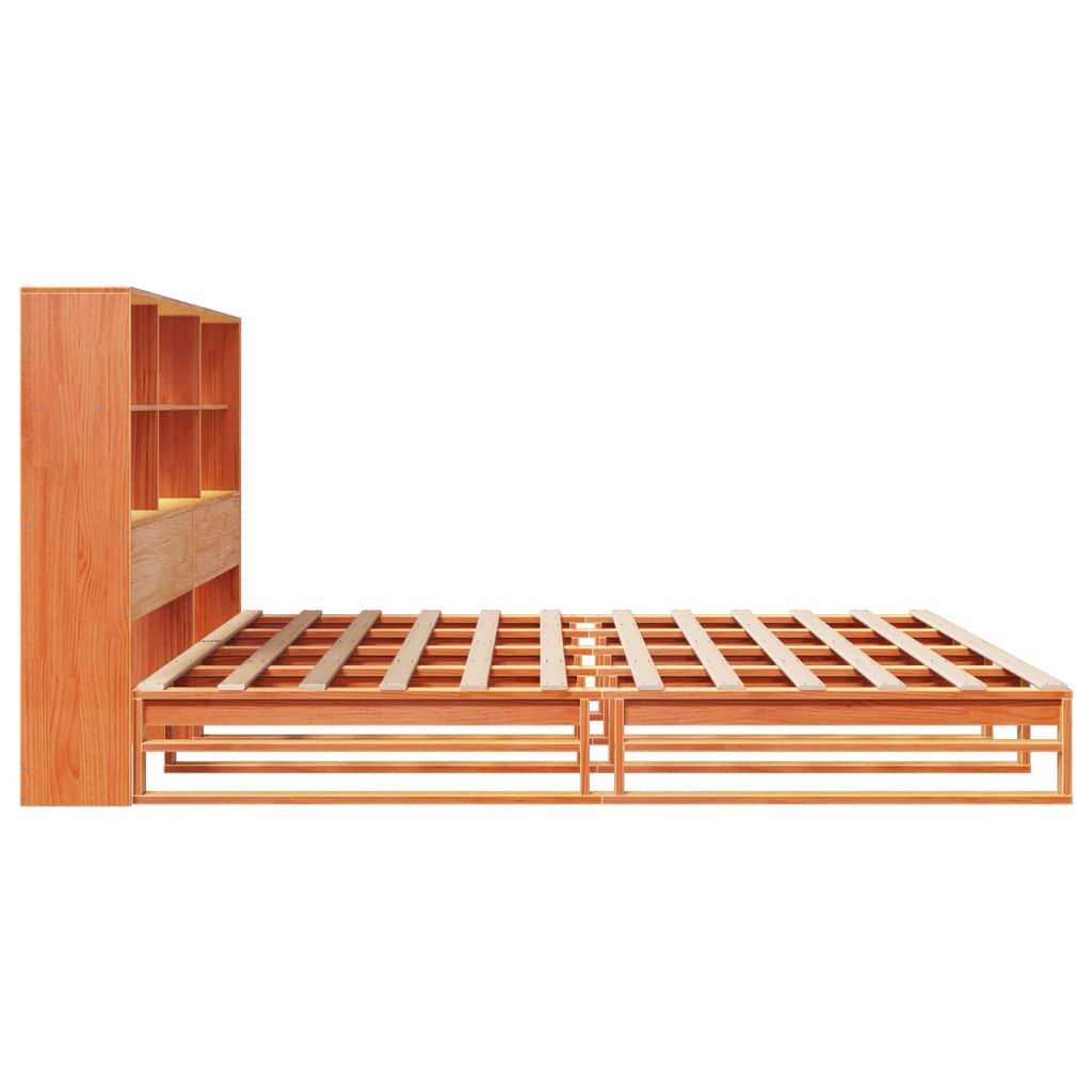 Krevet s regalom za knjige bez madraca 200x200 cm masivno drvo