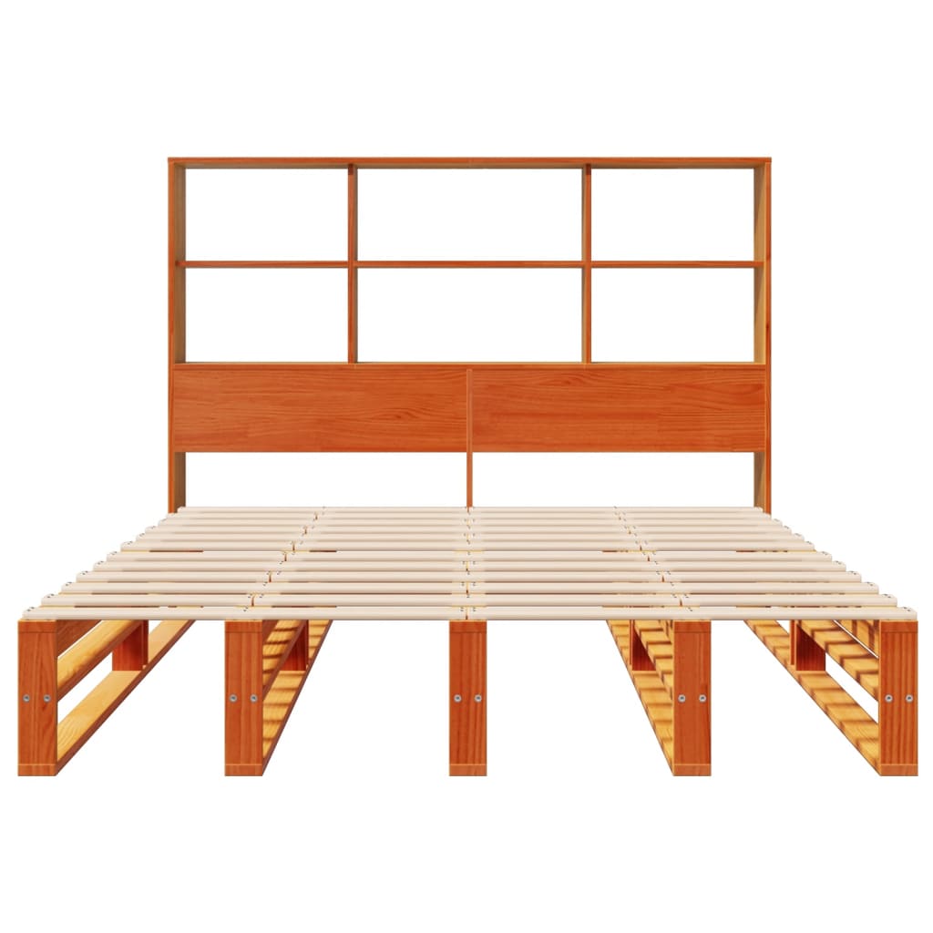 Krevet s regalom za knjige bez madraca 135x190 cm masivno drvo
