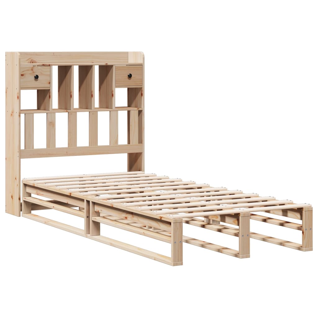 Krevet s regalom za knjige bez madraca 90x200 cm od borovine