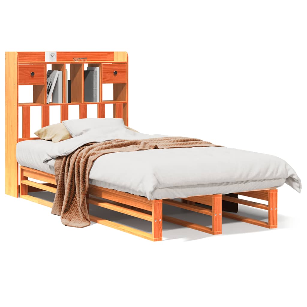 Krevet s regalom za knjige bez madraca 100 x 200 cm od borovine