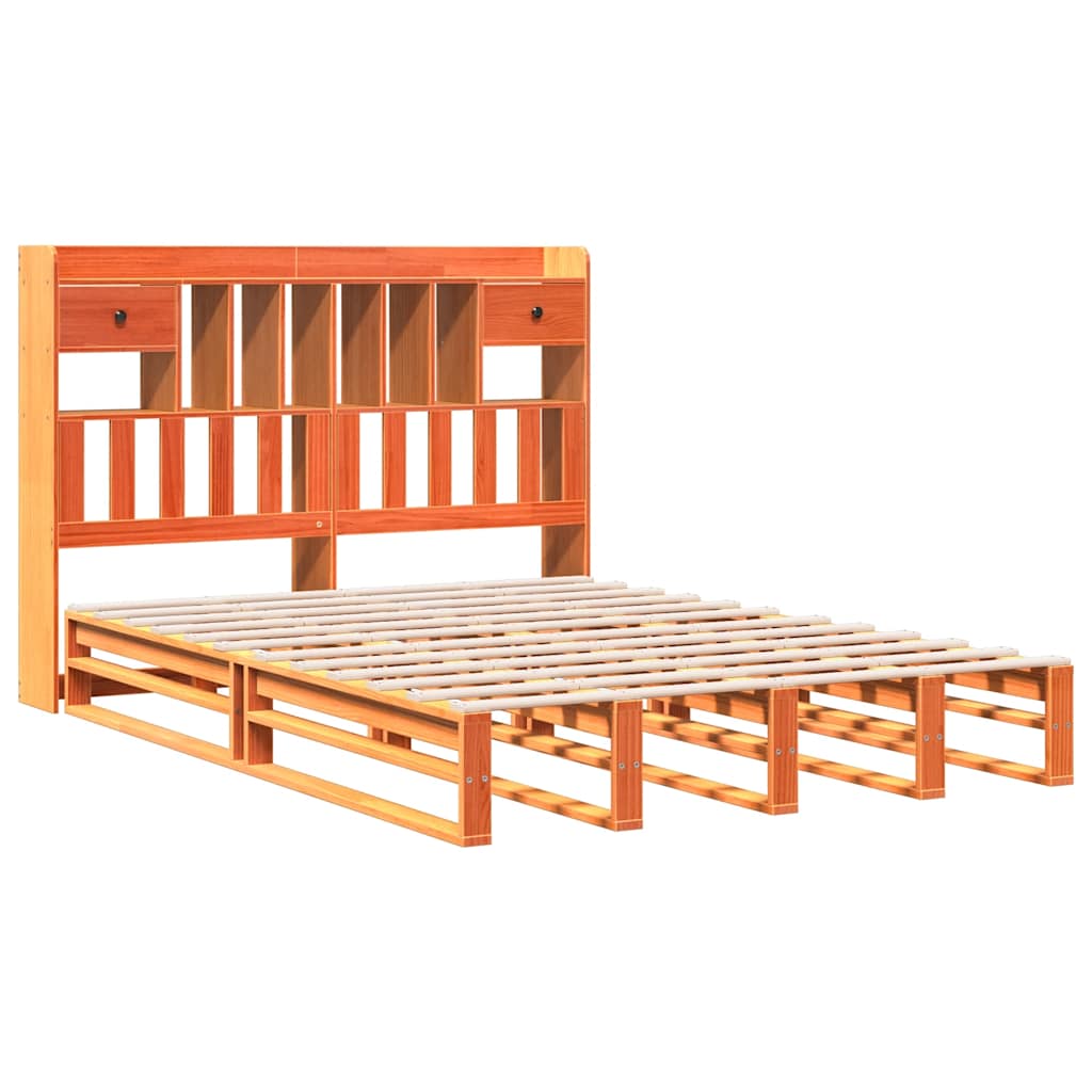 Krevet s regalom za knjige bez madraca 150x200 cm od borovine