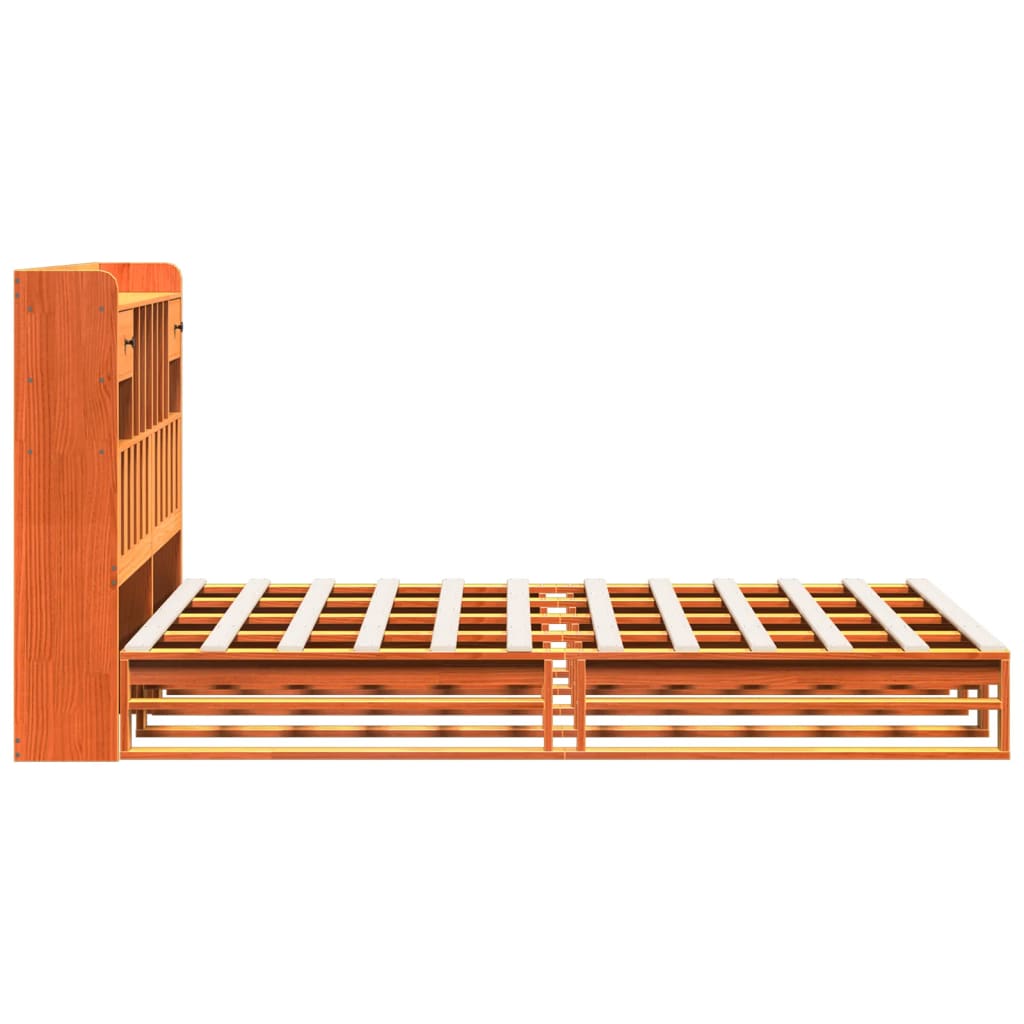 Krevet s regalom za knjige bez madraca 150x200 cm od borovine