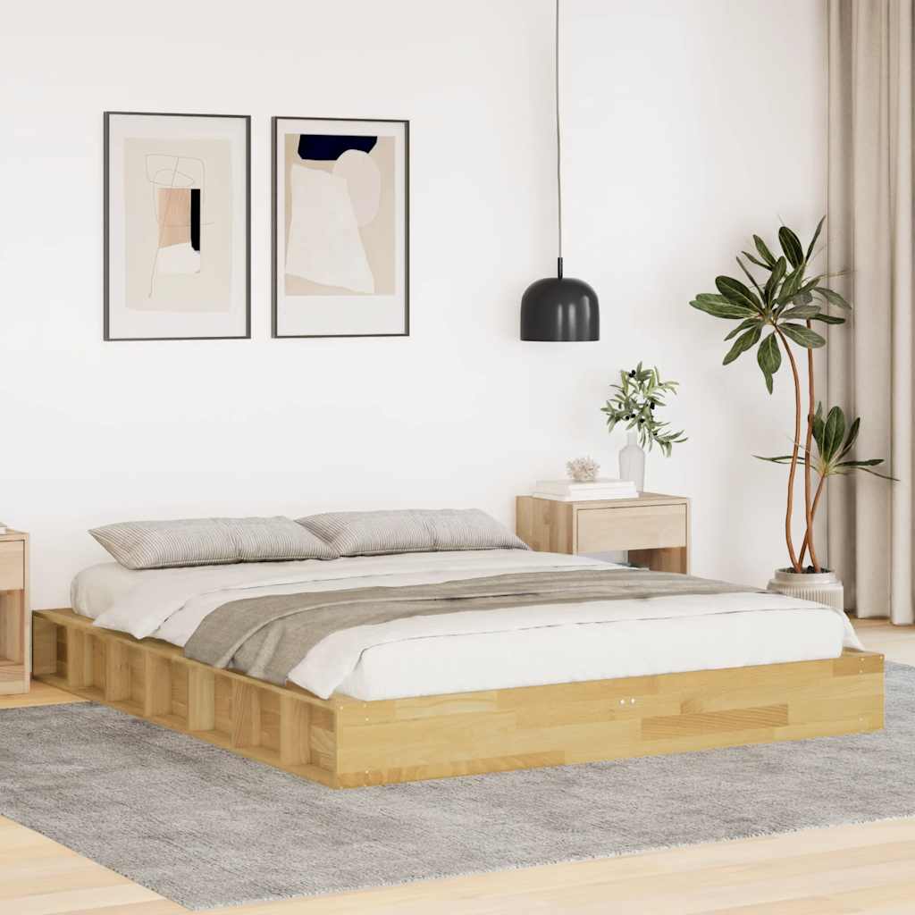 Okvir kreveta bez madraca 140x200 cm puno drvo hrast