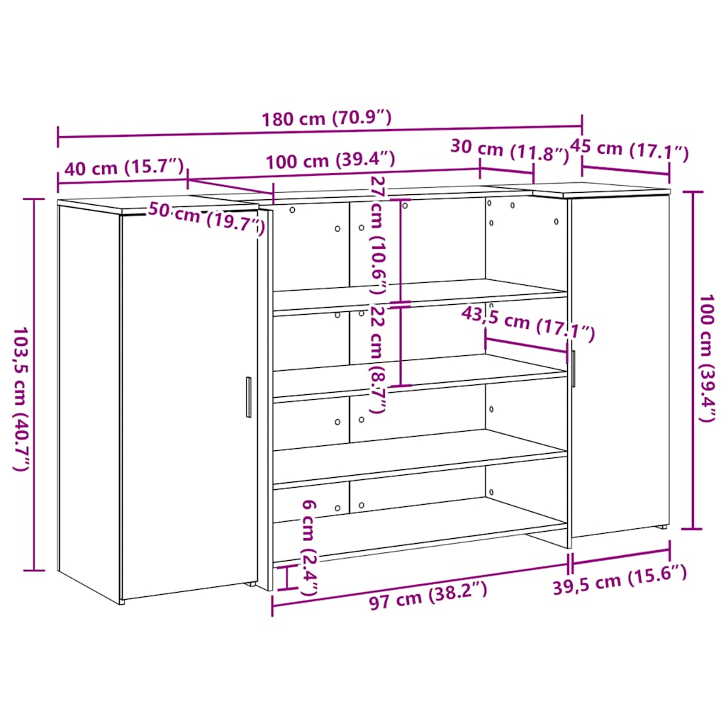 Recepcijski stol 180x50x103,5 cm od konstruiranog drva